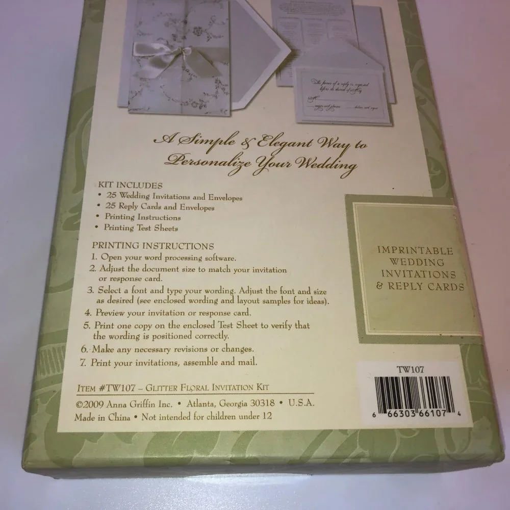 Always Anna Wedding Invitations 25 Count‎ NWT in Box